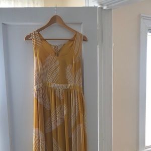 Yellow palm leaf maxi dress